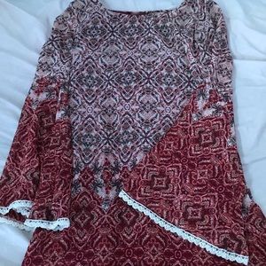 red boho hippie dress